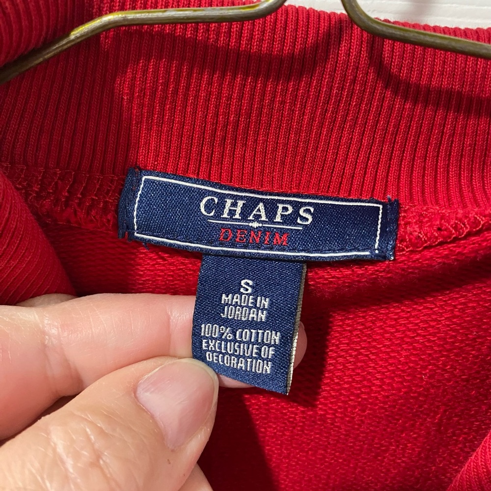 Chaps long cardigan, with unique closure feature, red, size S. Good condition. - Picture 8 of 8